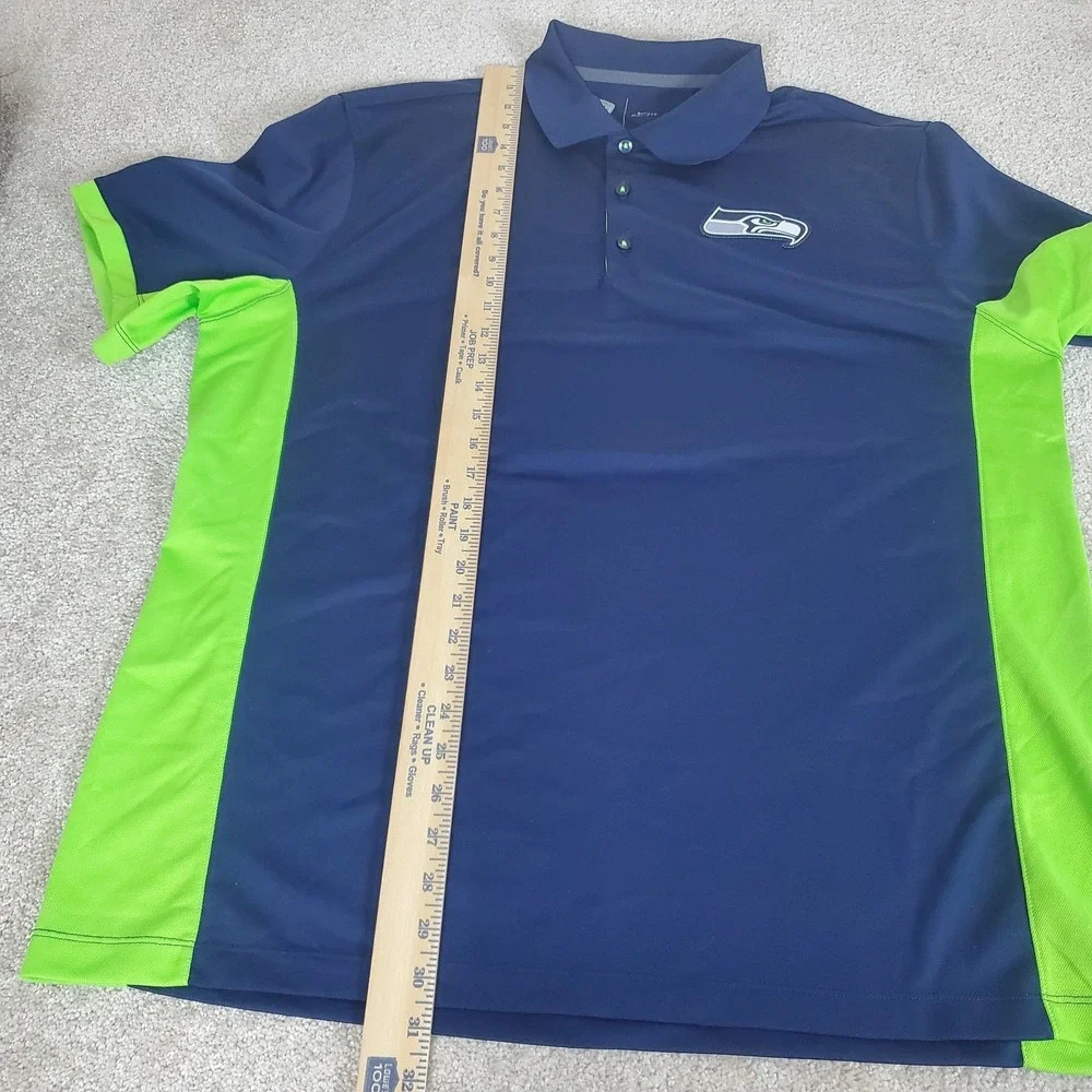 Nike Men's Polo Shirt Size  XL Navy Blue Green‎ Dri-Fit Sleeve